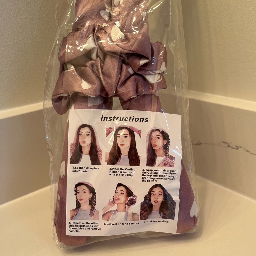 Heatless hair curling ribbon / curling rod